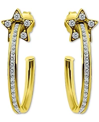 Giani Bernini Cubic Zirconia Star Small Hoop Earrings, 0.75", Macy's Exclusive