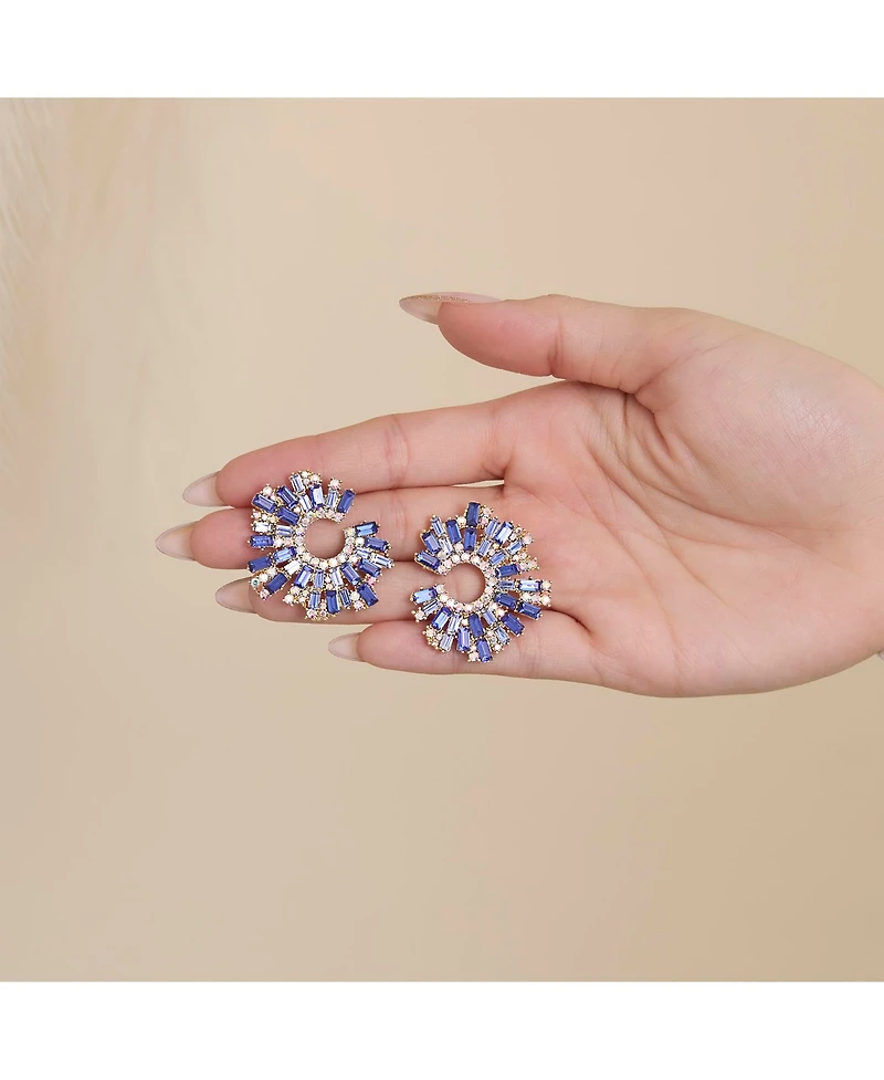 Jessica Simpson Royal Radiance Blue Crystal Burst Earrings