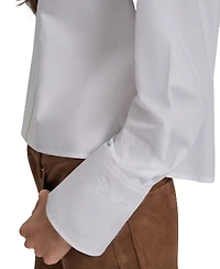 Dkny Jeans Women's Collared Cotton Poplin Zip-Front Shirt