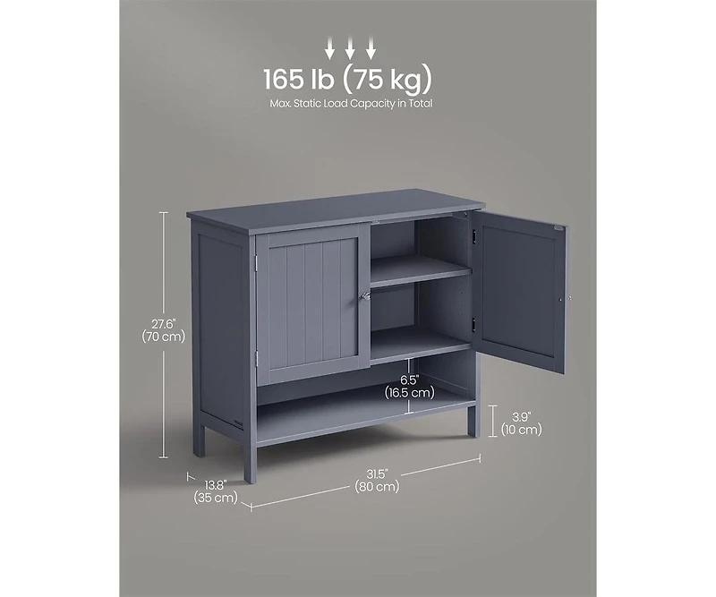 Songmics Home 3-Tier Shoe Cabinet – Freestanding Slate Gray Organizer with Adjustable Shelf for Entryway, Closet, or Hallway, 13.8"x31.5&#