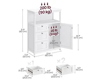 Songmics Home Versatile Storage Cabinet - 3 Spacious Drawers with Adjustable Shelf for Optimal Organization, White