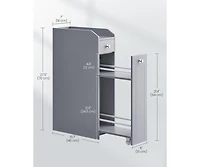 Songmics Home Compact 4-Tier Bathroom 15.7" x 7" x 27.5" Cabinet with Toilet Paper Holder, Slide-Out Drawer, Dove Gray