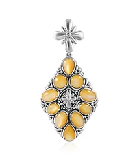 American West Jewelry Sterling Silver Yellow Mother of Pearl Diamond Shaped Cluster Pendant Enhancer