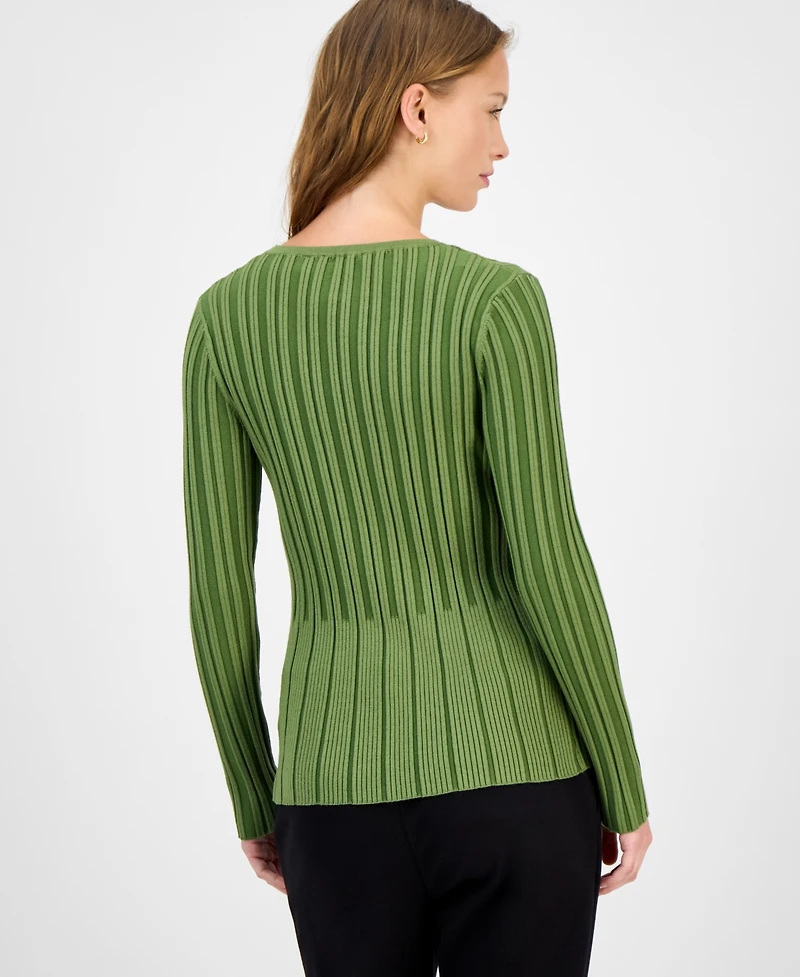 T Tahari Women's Variegated Crewneck Knit Top
