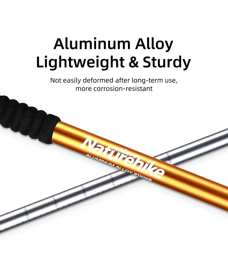 Naturehike 1pc Ultralight Trekking Pole - Adjustable Hiking Sticks w/Secure Lock, Eva Grip,4 Colors, 50-135cm (20-53in) for Adults & Kids