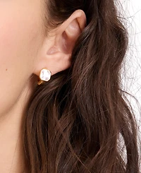 kate spade new york Cubic Zirconia Sparkling Asscher Huggie Earrings (also Emerald)