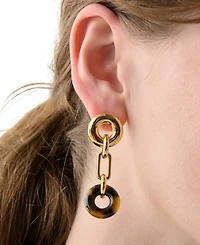kate spade new york Gold-Tone Interlock Tortoise Linear Earrings