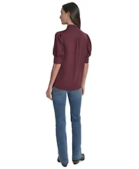 Dkny Jeans Women's Stand Collar Puff-Sleeve Shirt