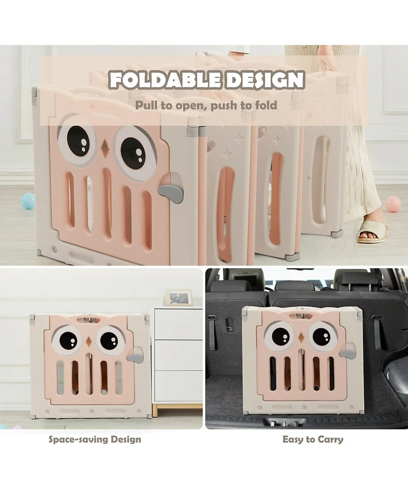 Gymax 14-Panel Baby Playpen Kids Activity Center Foldable Play Yard w/ Lock Door