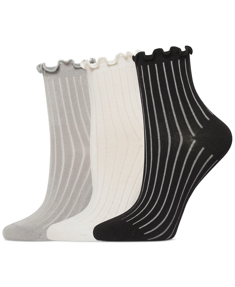 Hue Women's 3-Pk. Sheer Ribbed Anklet Socks U24421MP