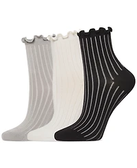 Hue Women's 3-Pk. Sheer Ribbed Anklet Socks U24421MP