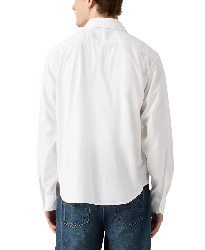 Levi's Men's Morro Relaxed Fit Cropped Long Sleeve Striped Button-Front Shirt