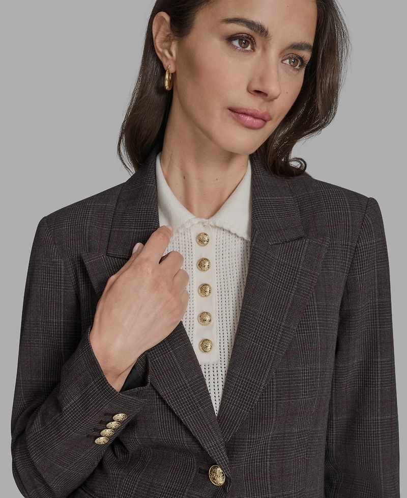 Bcbg Women's Plaid Double-Hem Blazer