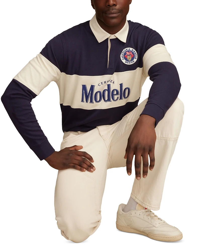Lucky Brand Men's Modelo Long Sleeve Embroidered Rugby Shirt