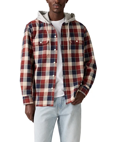 Levi's Men's Relaxed Fit Hooded Long Sleeve Button-Front Overshirt