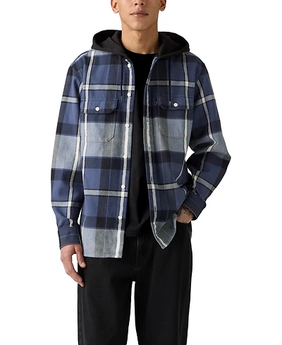 Levi's Men's Relaxed Fit Hooded Long Sleeve Button-Front Overshirt