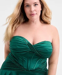 Alex & Sophia Trendy Plus Strapless Sweetheart-Neck Fit Flare Dress