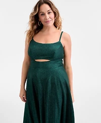 City Studios Trendy Plus Glitter Sleeveless Gown