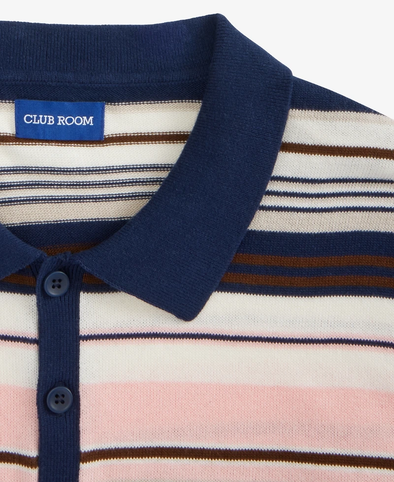 Club Room Men's Short Sleeve Striped Polo Sweater, Macy's Exclusive