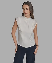 Bcbg Women's Mock Neck Knit Flutter-Sleeve Top