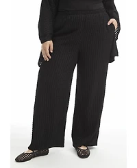 June + Vie Women's Plus Knitted Pull-On Pants