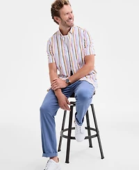 Club Room Men's Kara Stripe Short-Sleeve Button-Down Poplin Shirt, Macy's Exclusive