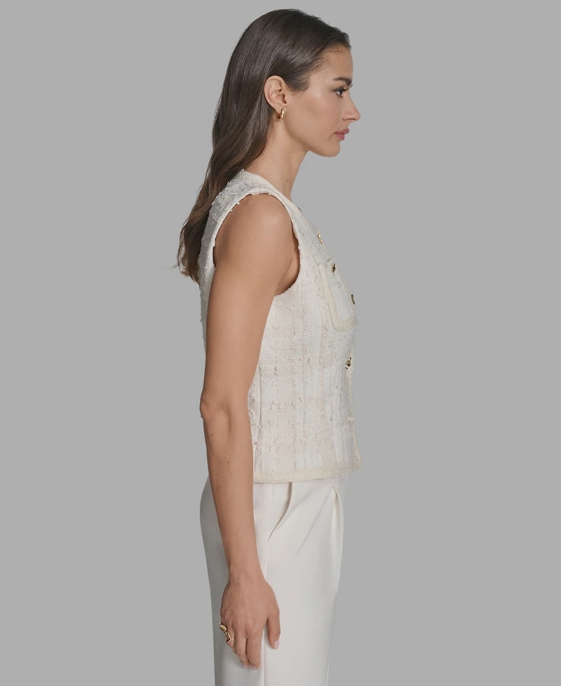 Bcbg Women's Textured Crewneck Button-Front Vest