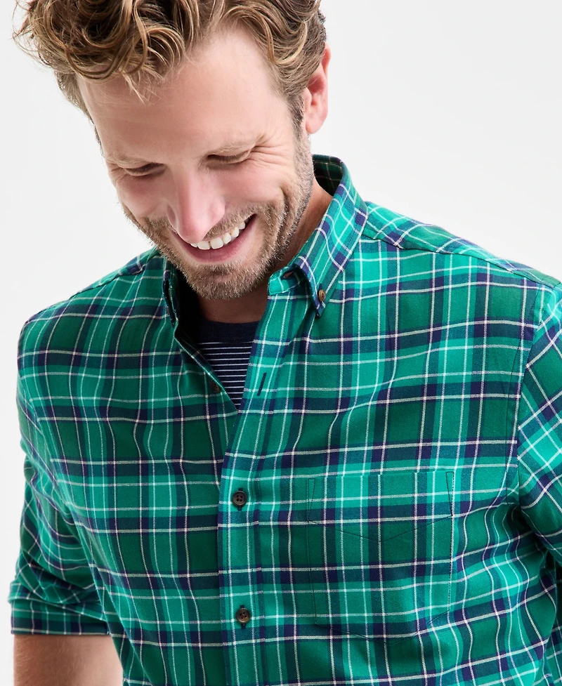 Club Room Men's Proper Plaid Brushed Cotton Button-Down Shirt, Macy's Exclusive