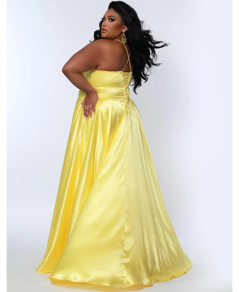 Sydney's Closet Women's Satin A-line Sweetheart Lace-Up Evening Gown