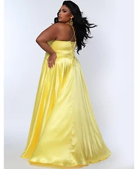 Sydney's Closet Women's Satin A-line Sweetheart Lace-Up Evening Gown