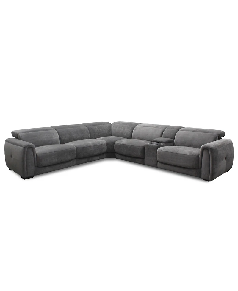Brownell -Pc. L-Shape Sectional with Power Motion Chairs & 1 Console