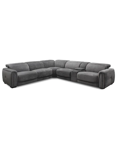 Brownell -Pc. L-Shape Sectional with Power Motion Chairs & 1 Console