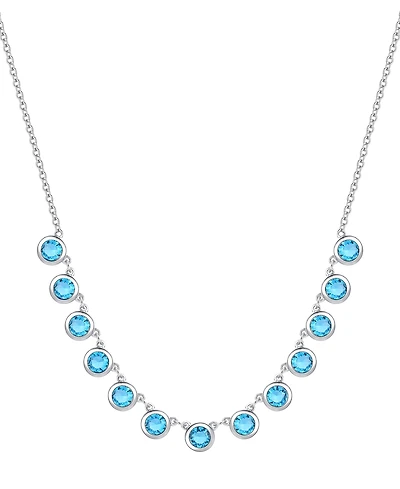 Amethyst Bezel 17" Collar Necklace Sterling Silver (Also Citrine & Blue Topaz)