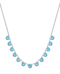 Amethyst Bezel 17" Collar Necklace Sterling Silver (Also Citrine & Blue Topaz)