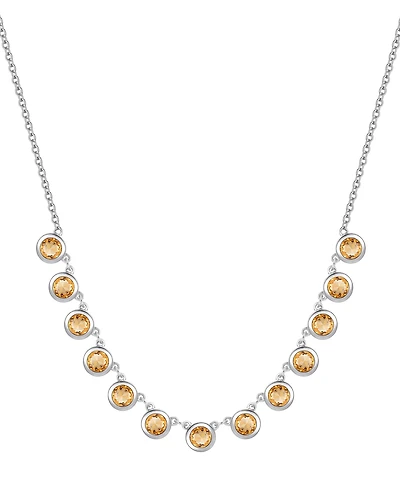 Amethyst Bezel 17" Collar Necklace in Sterling Silver (Also in Citrine & Blue Topaz)