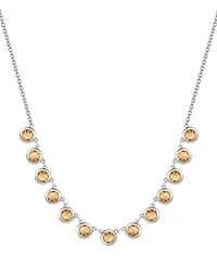 Amethyst Bezel 17" Collar Necklace in Sterling Silver (Also in Citrine & Blue Topaz)