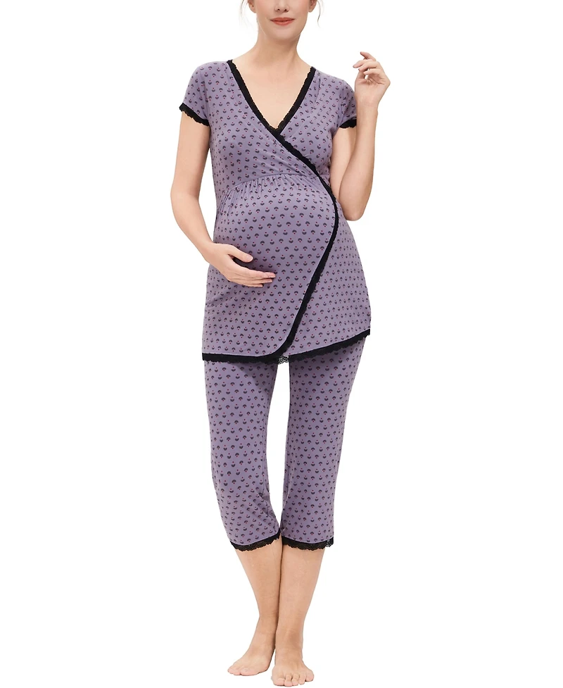 kimi + kai Maternity Luna Nursing 2-Piece Pajama Set