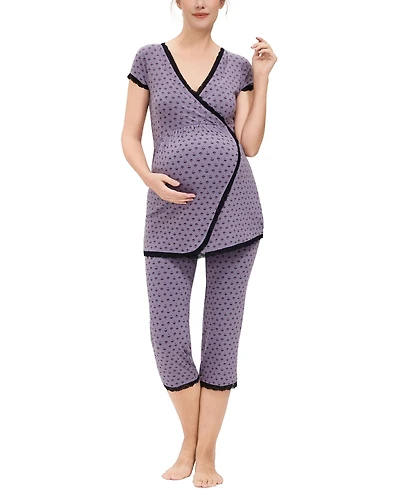 kimi + kai Maternity Luna Nursing 2-Piece Pajama Set
