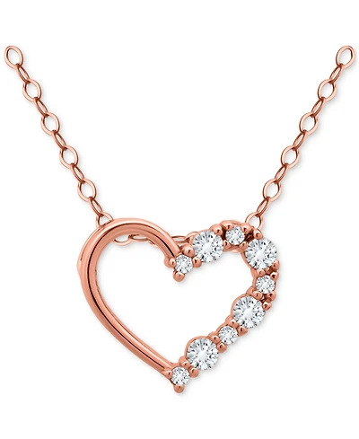 Giani Bernini Cubic Zirconia Half Heart Pendant Necklace Sterling Silver, 16" + 2" extender, Macy's Exclusive