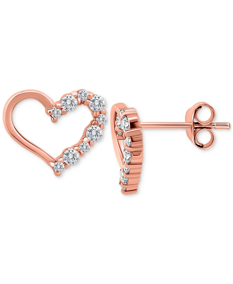 Giani Bernini Cubic Zirconia Open Heart Stud Earrings 18k Rose Gold-Plated Sterling Silver, Macy's Exclusive (Also available Yellow Gold and Ste