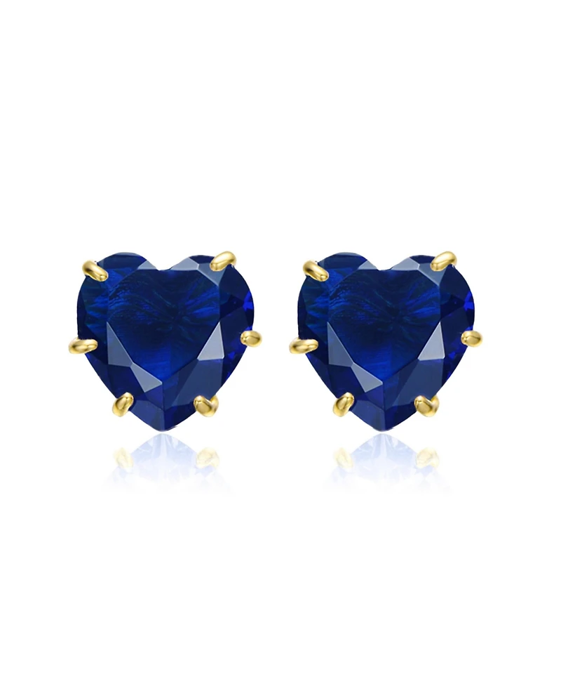 Rachel Glauber Heart-Shaped Colored Cubic Zirconia Stud Earrings