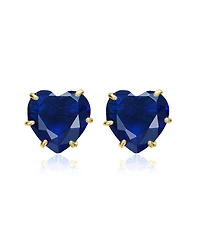 Rachel Glauber Heart-Shaped Colored Cubic Zirconia Stud Earrings
