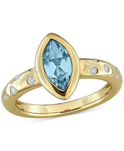 Blue Topaz (3/4 ct. t.w.) & Diamond (1/4 Band 10k Gold