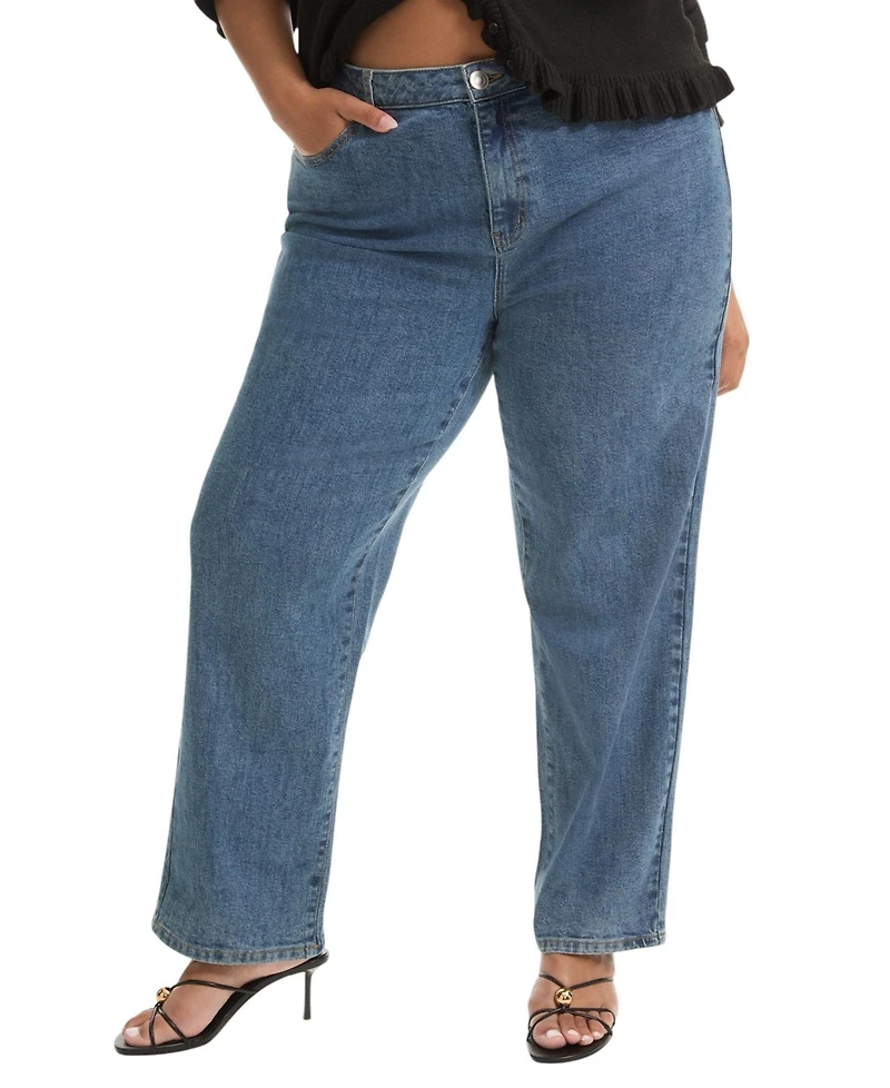 June + Vie Plus Curvie-Fit High-Rise Straight-Leg Stretch Jeans