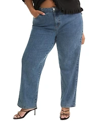 June + Vie Plus Curvie-Fit High-Rise Straight-Leg Stretch Jeans