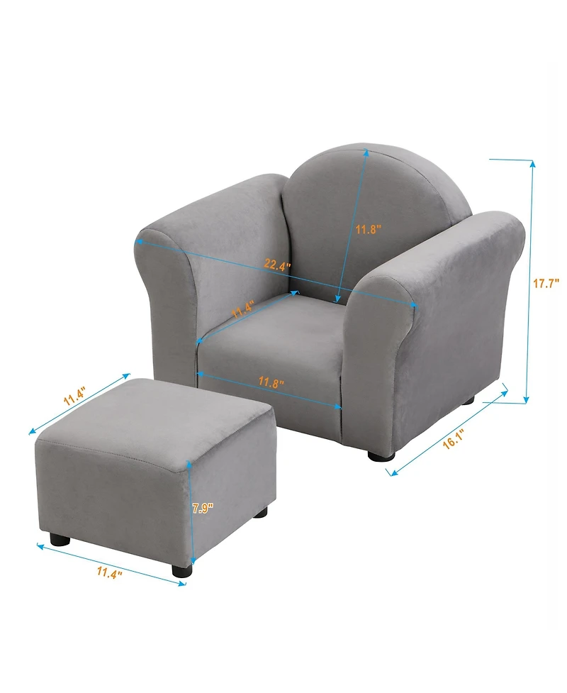 Cesicia Kids Chair, Kids Upholstered Couch with ottoman