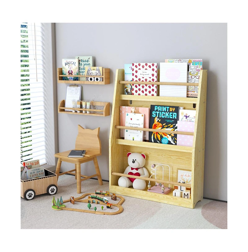 Cesicia 3 Tier Kids Book Shelf, Kids Book Rack, Helps Keep Bedrooms, Playrooms, and Classrooms Organized