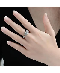 Rachel Glauber Panther Head with Green & Clear Cubic Zirconia Open Band Ring