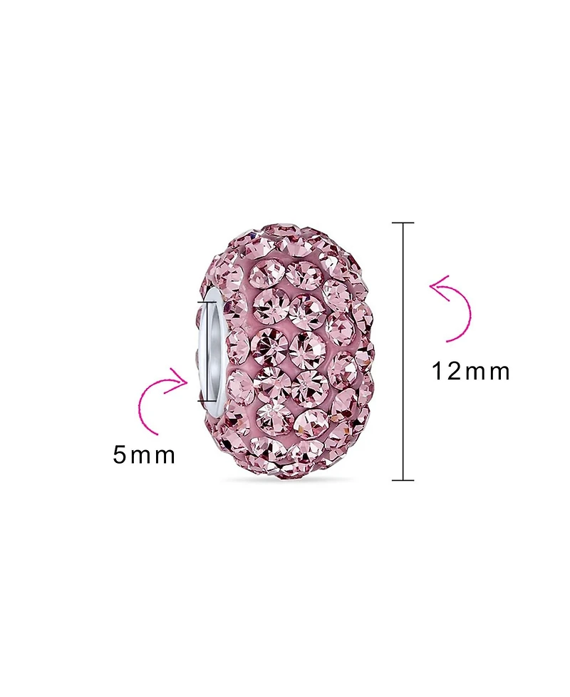 Bling Jewelry Set of 3 Solid Crystal Spacer Charm Bead Sterling Silver Core
