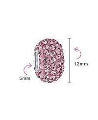 Bling Jewelry Set of 3 Solid Crystal Spacer Charm Bead Sterling Silver Core